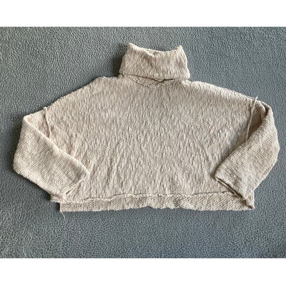 Free People Sweaters - Free People Sweater Small Oversized Turtleneck Pullover Chunky Cream Beach Boho
